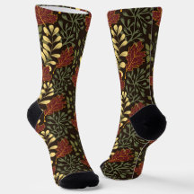 Folhas de bordo vermelhas escuras em padrão floral