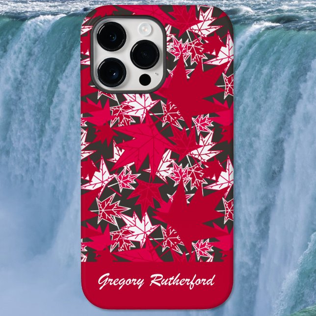 Folhas de Bordo Vermelho na Capinha de Celular Car (Red Maple Leaves on Charcoal Phone Case)