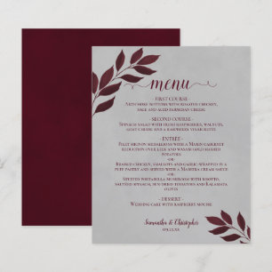 Folhas de Borgonha no Menu de Casamento do Orçamen