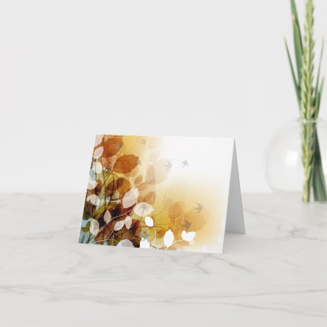 Folhas De Caimento E Aves Em Cartões De Nota De Va (Frente)