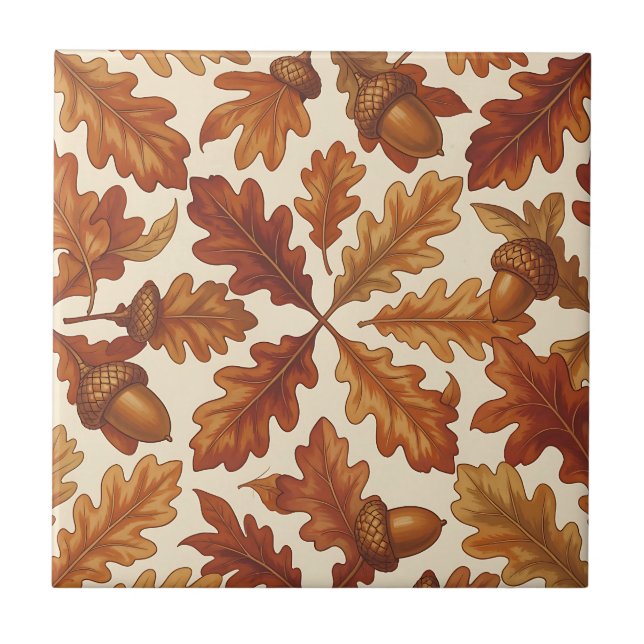 Folhas de carvalho de outono bolotas castanhas con (Frente)