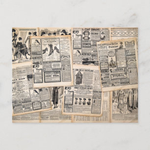 Folhas de Decoupage de Anúncios de Jornais Antigos