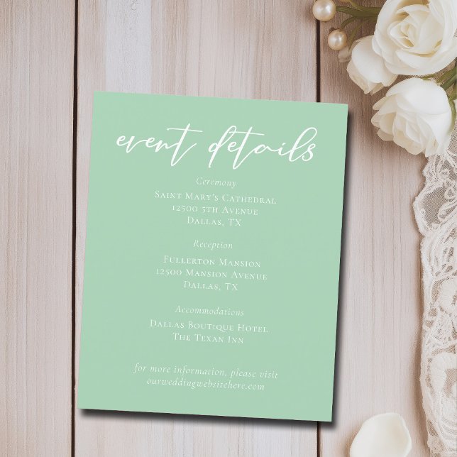 Folhas de Detalhes do Evento de Casamento Verde da (Criador carregado)