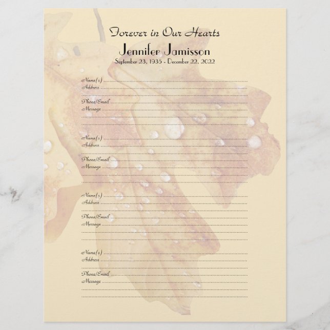 Folhas de Entrada de Página de Preenchimento do Li (Frente)