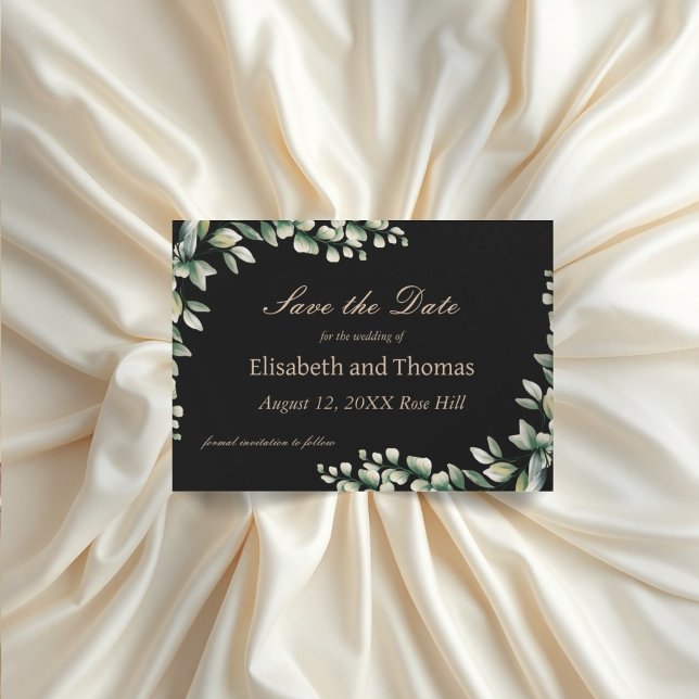 Folhas de eucalipto botânico salvam cartão de data (Criador carregado)