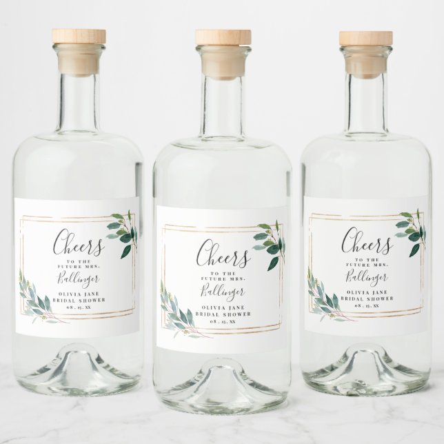 Folhas de Eucalipto Quadro Dourado com Folhagem  (Garrafas)