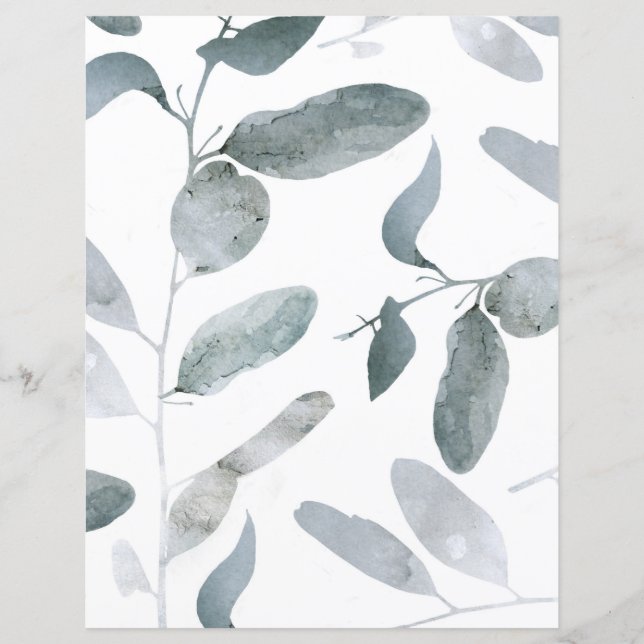 Folhas de Eucalyptus cinzas Papel de Escrapbook (Frente)