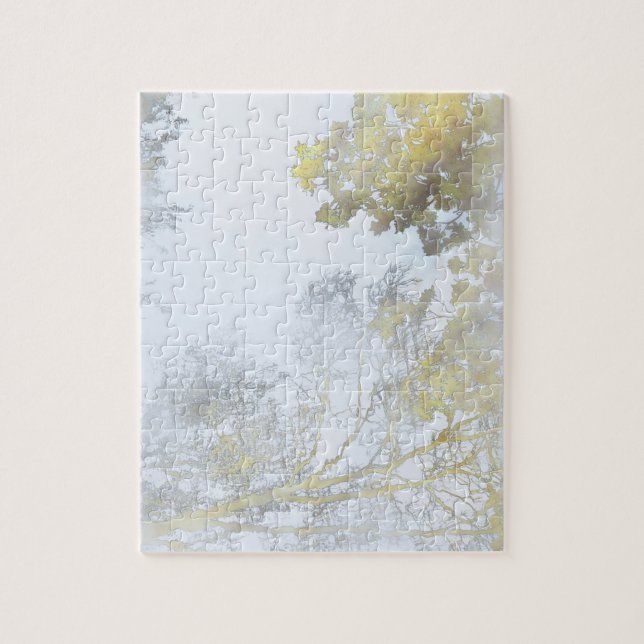 Folhas de folhas refletidas na quebra-cabeça de ág (Vertical)