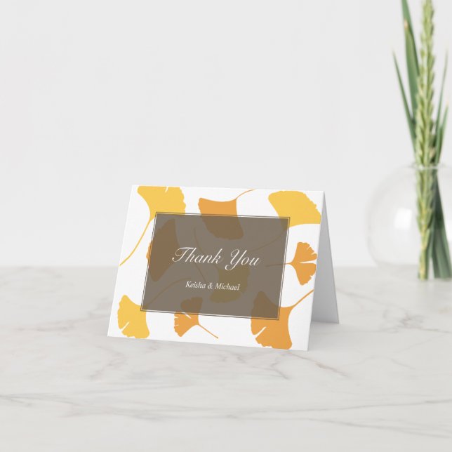 Folhas de ginkgo caindo nota de agradecimento casa (Frente)