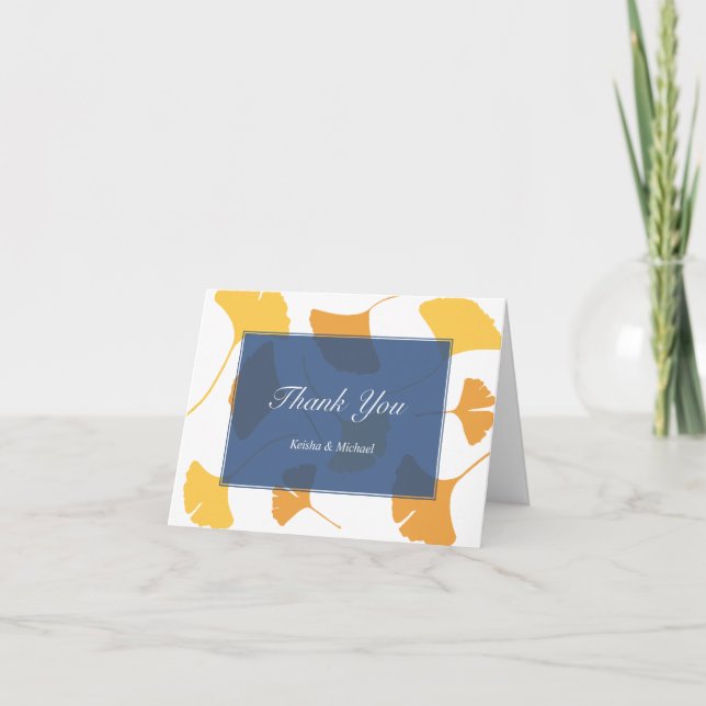 Folhas de ginkgo caindo nota de agradecimento casa (Frente)