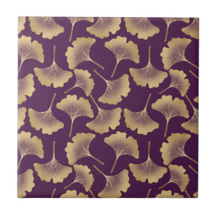 Folhas de Ginkgo Douradas de Luxo em Roxo Fundo (6