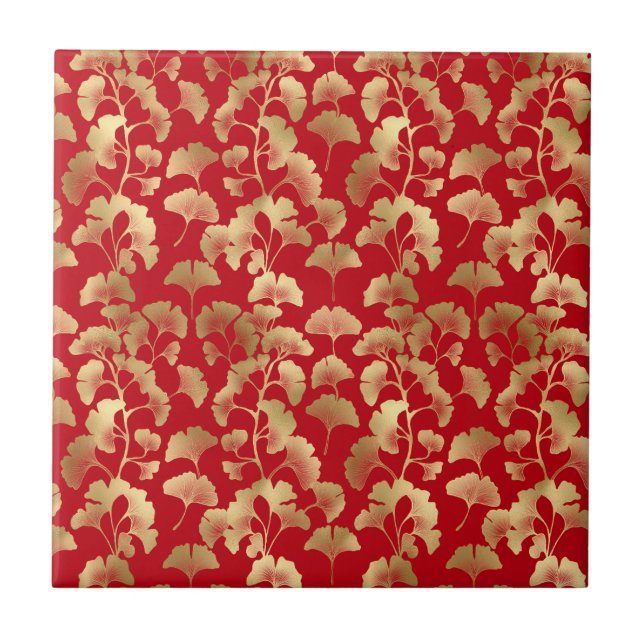 Folhas de Ginkgo Douradas em Elegante Botânica Ver (Frente)