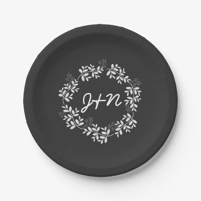 Folhas de Grinalda Rústica Pratos de Casamento Cin (Frente)