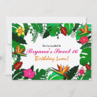 Folhas de jardim tropicais e Convites de festas de