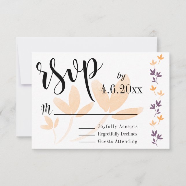 Folhas de Laranja e Ameixa Tipografia Bonita RSVP (Frente)