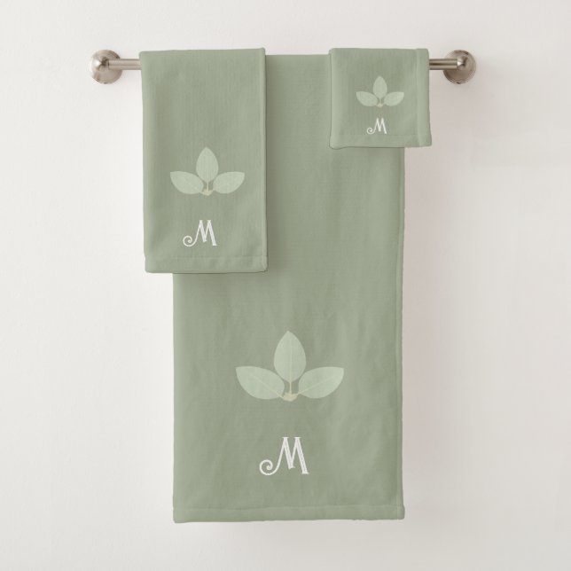 Folhas de Louro e Monograma em Conjunto de Toalhas (Insitu)