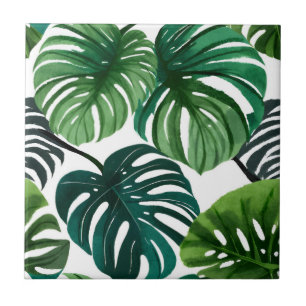 Folhas de Monstera Aquarela Arte Botânica Moderna