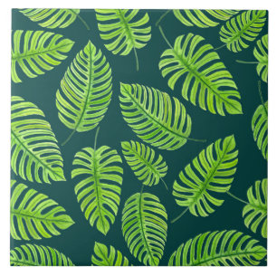 Folhas de Monstera, padrão de aquarela tropical