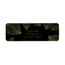 Folhas de Ouro em Etiquetas Pretas Elegantes