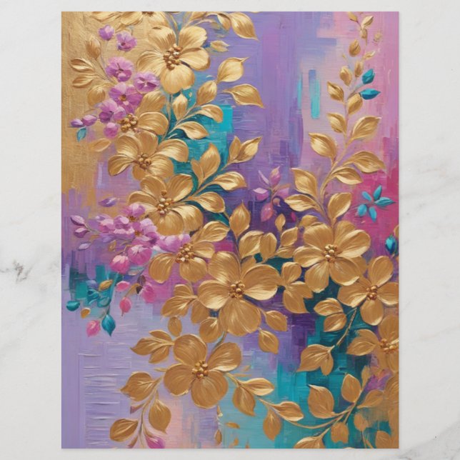 Folhas de ouro pintadas em papel de scrapbook (Verso)