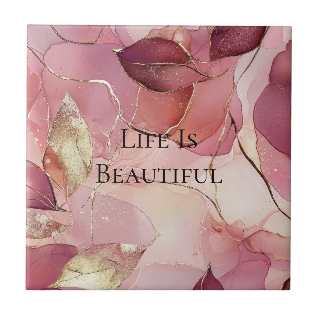 Folhas de Ouro Rosa Bege Borgonha  (Frente)