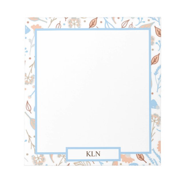 Folhas de outono Azul e Castanho | Bloco de notas  (Frente)