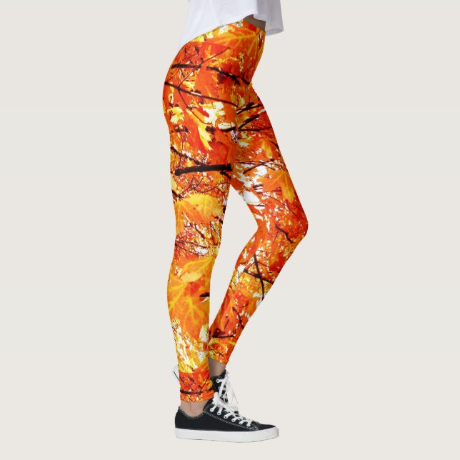 Folhas de Outono Caindo, Laranja com Leggings Pret (Direita)