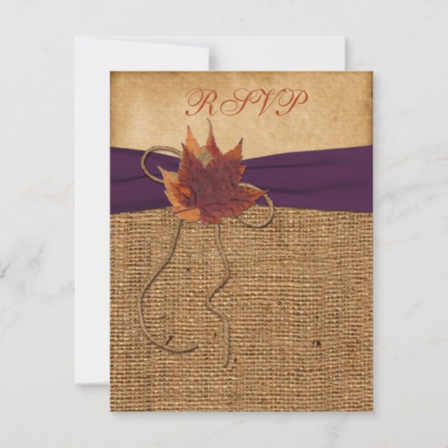 Folhas de Outono, Cartão de Resposta Falso Burlap (Frente)