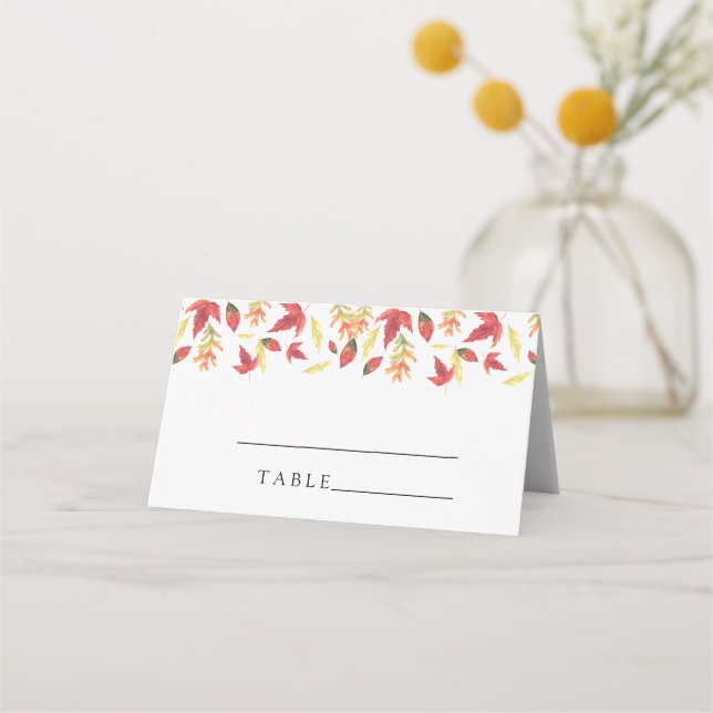 Folhas de outono - cartões de lugar para casamento (Frente)