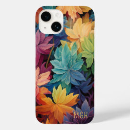 Folhas de Outono Coloridas Monograma Personalizado