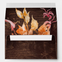 Folhas de outono | Convite Rustic Brown Wood