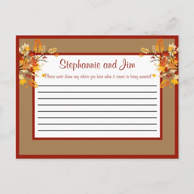 Folhas de outono de Cartão de Aviso Escritível (Frente)