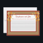 Folhas de outono de Cartão de Aviso Escritível<br><div class="desc">Estas adoráveis Cartas de Aconselhamento Escrito são a adição perfeita a qualquer casamento. Basta entregar estas cartas aos seus convidados, juntamente com canetas Sharpie de ponta fina. Seus hóspedes podem anotar qualquer conselho que tenham para a nova noiva e noiva. Estas são impressas com tamanho de 4, 25" x 5,...</div>