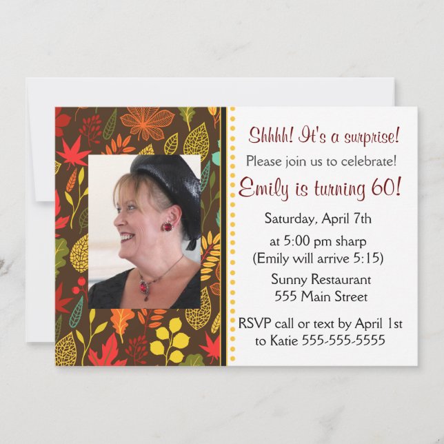 Folhas de outono de Convite Fotográfico para Festa (Frente)