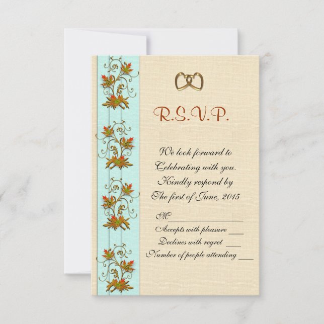 Folhas de outono de RSVP de Convite para Casamento (Frente)