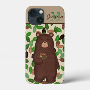 Folhas de outono de Urso de Madeira Personalizadas