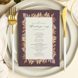 Folhas de outono Menu Ação de Graças