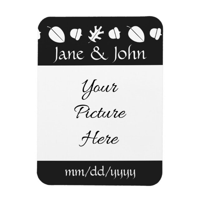 Folhas de outono no ímã Black Save-the-Date (Vertical)