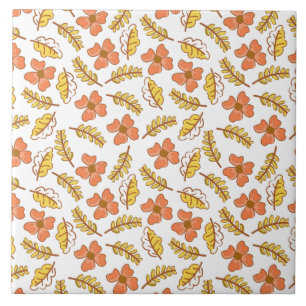 Folhas de outono Quentes Quentes com Flores