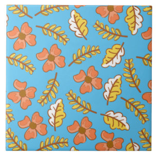 Folhas de outono Quentes Quentes com Flores