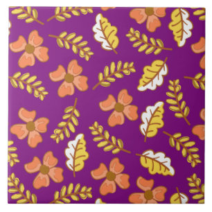 Folhas de outono Quentes Quentes com Flores