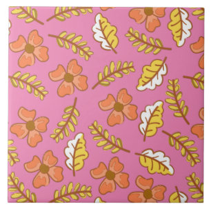 Folhas de outono Quentes Quentes com Flores