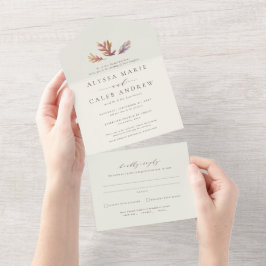 Folhas de outono simples e elegante casamento no o