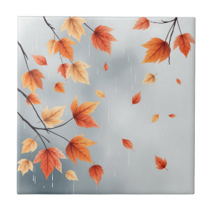 Folhas de outono suaves com quedas de chuva