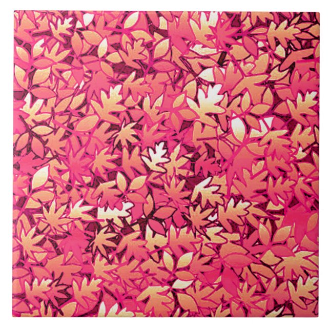 Folhas de outono, tons de vermelho e laranja (Frente)