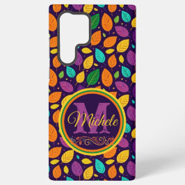 Folhas de outono vibrantes de monograma