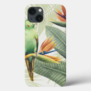 Folhas de Palma com Pássaro Verde