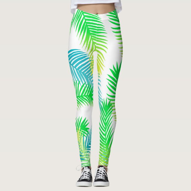 Folhas de Palma Leggings de Padrão - Botânica Trop (Frente)