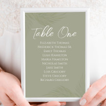 Folhas de Palma Verde Numeradas de Casamento Elega