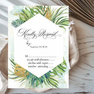 Folhas de Palmeira Tropicais Convite de Verão RSVP